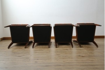 中古　カリモク家具(karimoku)　domani(ドマーニ)　Forza(フォルザ)シリーズ　華やかなファブリックが空間に彩を添えるダイニングチェア4脚　セット定価約84万円相当　(R-070749)