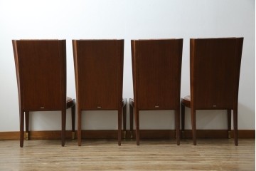 中古　カリモク家具(karimoku)　domani(ドマーニ)　Forza(フォルザ)シリーズ　華やかなファブリックが空間に彩を添えるダイニングチェア4脚　セット定価約84万円相当　(R-070749)