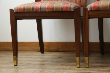 中古　カリモク家具(karimoku)　domani(ドマーニ)　Forza(フォルザ)シリーズ　華やかなファブリックが空間に彩を添えるダイニングチェア4脚　セット定価約84万円相当　(R-070749)