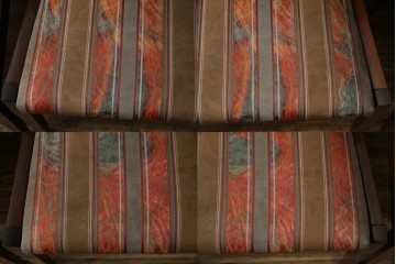 中古　カリモク家具(karimoku)　domani(ドマーニ)　Forza(フォルザ)シリーズ　華やかなファブリックが空間に彩を添えるダイニングチェア4脚　セット定価約84万円相当　(R-070749)