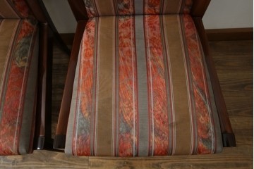 中古　カリモク家具(karimoku)　domani(ドマーニ)　Forza(フォルザ)シリーズ　華やかなファブリックが空間に彩を添えるダイニングチェア4脚　セット定価約84万円相当　(R-070749)