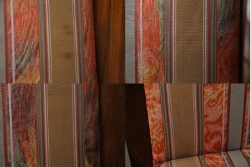 中古　カリモク家具(karimoku)　domani(ドマーニ)　Forza(フォルザ)シリーズ　華やかなファブリックが空間に彩を添えるダイニングチェア4脚　セット定価約84万円相当　(R-070749)