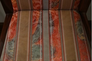 中古　カリモク家具(karimoku)　domani(ドマーニ)　Forza(フォルザ)シリーズ　華やかなファブリックが空間に彩を添えるダイニングチェア4脚　セット定価約84万円相当　(R-070749)