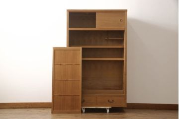 和製ビンテージ　民芸家具　上質な和の空間づくりにおすすめの置き水屋(置水屋、茶水屋、戸棚、茶棚、収納棚、ヴィンテージ)(R-070751)