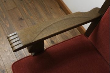 和製ビンテージ　神戸洋家具　伊藤家具店　ナラ材　レトロなデザインが魅力的な2.5人掛けソファ(2人掛けソファ、3人掛けソファ、アームソファ、ヴィンテージ)(R-070753)