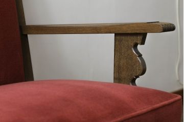 和製ビンテージ　神戸洋家具　伊藤家具店　ナラ材　レトロなデザインが魅力的な2.5人掛けソファ(2人掛けソファ、3人掛けソファ、アームソファ、ヴィンテージ)(R-070753)