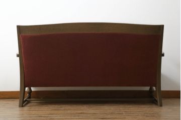 和製ビンテージ　神戸洋家具　伊藤家具店　ナラ材　レトロなデザインが魅力的な2.5人掛けソファ(2人掛けソファ、3人掛けソファ、アームソファ、ヴィンテージ)(R-070753)
