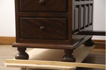 中古　松本民芸家具　希少!　脚のデザインが特徴的なH型両袖机(両袖デスク、机、在宅ワーク、在宅用ワークデスク)(定価約99万円)(R-070757)