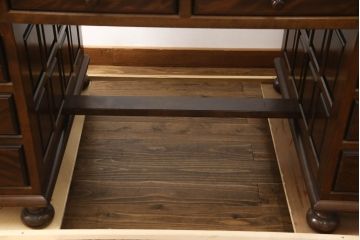 中古　松本民芸家具　希少!　脚のデザインが特徴的なH型両袖机(両袖デスク、机、在宅ワーク、在宅用ワークデスク)(定価約99万円)(R-070757)