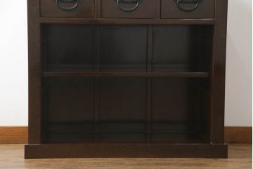 中古　美品　鉄刀木(タガヤサン)　和モダンな雰囲気を醸し出す水屋箪笥サイドボード(サイドキャビネット、食器棚、戸棚、収納棚)(R-070758)