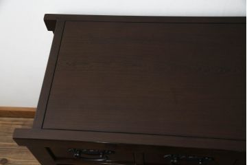 中古　美品　鉄刀木(タガヤサン)　和モダンな雰囲気を醸し出す水屋箪笥サイドボード(サイドキャビネット、食器棚、戸棚、収納棚)(R-070758)