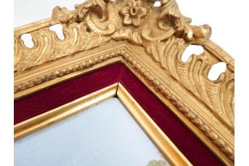 英国　古窯　十九世紀　色絵　山湖風景文　美しい風景を堪能できる陶額(絵画、額装、陶画、箱付き、イギリス)(R-070763)