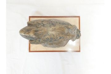彫刻家　北村西望　1980年　白銅(洋銀)製　鳥寿　凛とした佇まいが美しい彫刻鳳凰(干支置物、酉、オブジェ、台座付き、共箱付き)(R-070765)