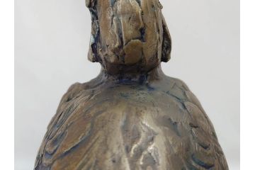 彫刻家　北村西望　1980年　白銅(洋銀)製　鳥寿　凛とした佇まいが美しい彫刻鳳凰(干支置物、酉、オブジェ、台座付き、共箱付き)(R-070765)