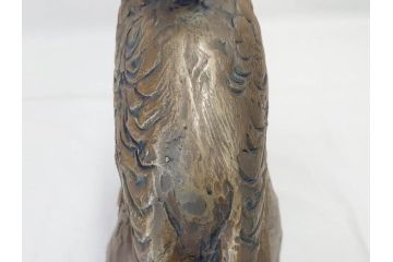 彫刻家　北村西望　1980年　白銅(洋銀)製　鳥寿　凛とした佇まいが美しい彫刻鳳凰(干支置物、酉、オブジェ、台座付き、共箱付き)(R-070765)