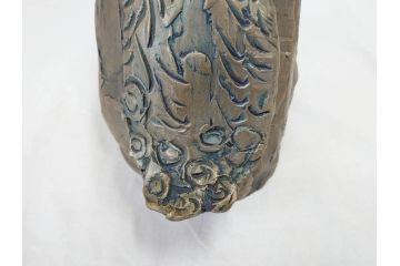 彫刻家　北村西望　1980年　白銅(洋銀)製　鳥寿　凛とした佇まいが美しい彫刻鳳凰(干支置物、酉、オブジェ、台座付き、共箱付き)(R-070765)