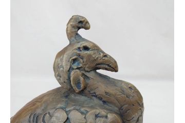 彫刻家　北村西望　1980年　白銅(洋銀)製　鳥寿　凛とした佇まいが美しい彫刻鳳凰(干支置物、酉、オブジェ、台座付き、共箱付き)(R-070765)