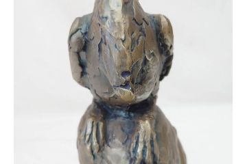 彫刻家　北村西望　1980年　白銅(洋銀)製　鳥寿　凛とした佇まいが美しい彫刻鳳凰(干支置物、酉、オブジェ、台座付き、共箱付き)(R-070765)