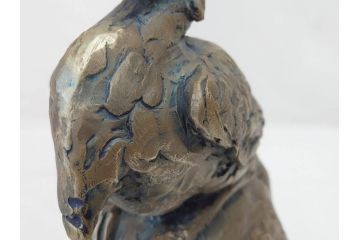 彫刻家　北村西望　1980年　白銅(洋銀)製　鳥寿　凛とした佇まいが美しい彫刻鳳凰(干支置物、酉、オブジェ、台座付き、共箱付き)(R-070765)