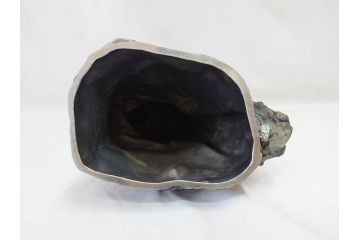 彫刻家　北村西望　1980年　白銅(洋銀)製　鳥寿　凛とした佇まいが美しい彫刻鳳凰(干支置物、酉、オブジェ、台座付き、共箱付き)(R-070765)