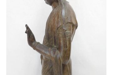 芸術院会員(彫刻家)　晝間弘　謹作　聖観世音菩薩　細部まで丁寧につくり込まれた重厚感のあるブロンズ像(仏像、観音像、置物、オブジェ、共箱付き)(R-070766)