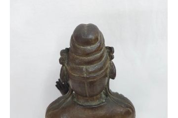 芸術院会員(彫刻家)　晝間弘　謹作　聖観世音菩薩　細部まで丁寧につくり込まれた重厚感のあるブロンズ像(仏像、観音像、置物、オブジェ、共箱付き)(R-070766)
