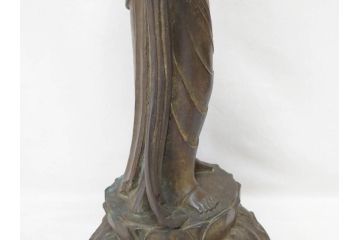 芸術院会員(彫刻家)　晝間弘　謹作　聖観世音菩薩　細部まで丁寧につくり込まれた重厚感のあるブロンズ像(仏像、観音像、置物、オブジェ、共箱付き)(R-070766)