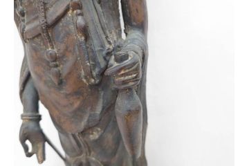 中国?　チベット?　唐物?　塗金　古銅　細かな所までこだわりが感じられる菩薩(仏像、仏教、観音、置物、オブジェ)(R-070768)