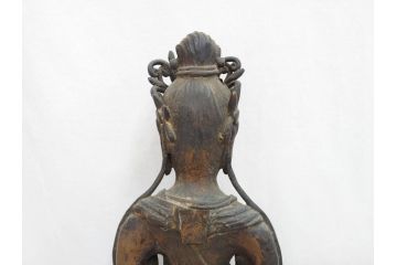 中国?　チベット?　唐物?　塗金　古銅　細かな所までこだわりが感じられる菩薩(仏像、仏教、観音、置物、オブジェ)(R-070768)