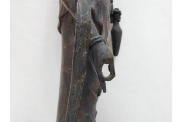 中国?　チベット?　唐物?　塗金　古銅　細かな所までこだわりが感じられる菩薩(仏像、仏教、観音、置物、オブジェ)(R-070768)