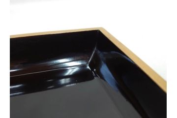 加藤勝次郎　輪島塗　総黒金縁文人松　別製　布着堅地　美しい金蒔絵が上品な雰囲気を感じさせる会席膳10客セット(木製、お膳、漆器、沈金、松葉、松の実、箱付き、袋付き)(R-070771)