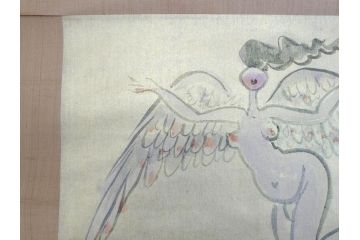 彫刻家　木内克　天女　水戸市泉町　橋尚美堂　美しく舞う姿が目を惹く掛軸(掛け軸、共箱付き)(R-070772)