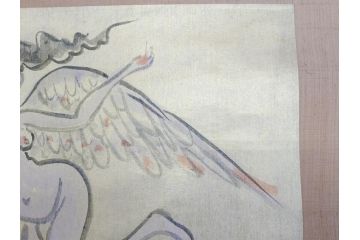 彫刻家　木内克　天女　水戸市泉町　橋尚美堂　美しく舞う姿が目を惹く掛軸(掛け軸、共箱付き)(R-070772)