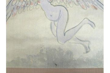 彫刻家　木内克　天女　水戸市泉町　橋尚美堂　美しく舞う姿が目を惹く掛軸(掛け軸、共箱付き)(R-070772)