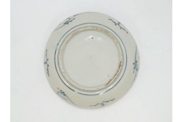 江戸期　古伊万里　染付　約13cm　4.3寸　松の絵が柔らかい雰囲気を醸し出す小皿3枚セット(深皿、和皿、和食器、四寸三分)(R-070775)