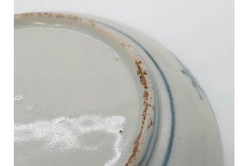 江戸期　古伊万里　染付　約13cm　4.3寸　松の絵が柔らかい雰囲気を醸し出す小皿3枚セット(深皿、和皿、和食器、四寸三分)(R-070775)