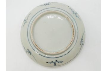 江戸期　古伊万里　染付　約13cm　4.3寸　松の絵が柔らかい雰囲気を醸し出す小皿3枚セット(深皿、和皿、和食器、四寸三分)(R-070775)