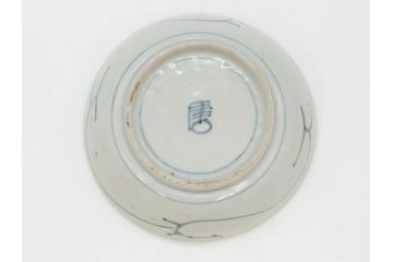 江戸期　古伊万里　染付　草花文　五弁花文　約14cm　4.4寸　落ち着いた色合いが上品な印象を与えるなます皿3枚セット(深皿、和皿、和食器、四寸四分)(R-070776)