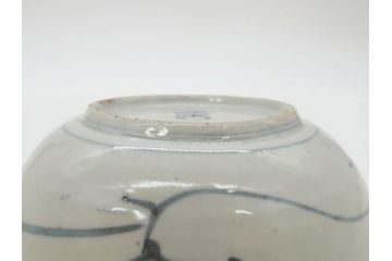 江戸期　古伊万里　染付　草花文　五弁花文　約14cm　4.4寸　落ち着いた色合いが上品な印象を与えるなます皿3枚セット(深皿、和皿、和食器、四寸四分)(R-070776)