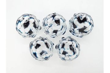 日本工芸会正会員　渡邊明　未使用品　被硝子　繊細なカットが美しく上品な雰囲気の切子器揃5客セット(酒杯、盃、ガラス、ショットグラス、ぐい呑み、共箱付き)(R-070777)