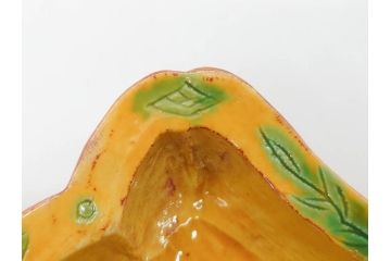 古余呂技窯　川瀬竹志　黄地緑彩輪花　約20cm　6.6寸　鮮やかな色合いが食卓を華やかにする長方皿5枚セット(変形皿、和皿、和食器、共箱付き、六寸六分)(R-070778)