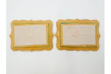 古余呂技窯　川瀬竹志　黄地緑彩輪花　約20cm　6.6寸　鮮やかな色合いが食卓を華やかにする長方皿5枚セット(変形皿、和皿、和食器、共箱付き、六寸六分)(R-070778)