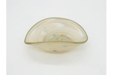 ガラス工芸家　石井康治　石井グラススタジオ　細部まで職人のこだわりが感じられる手吹き硝子皿5客セット(ガラス、ボウル、深皿、和皿、和食器、箱付き)(R-070780)