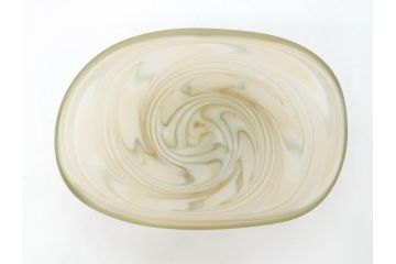 ガラス工芸家　石井康治　石井グラススタジオ　細部まで職人のこだわりが感じられる手吹き硝子皿5客セット(ガラス、ボウル、深皿、和皿、和食器、箱付き)(R-070780)