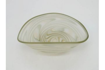 ガラス工芸家　石井康治　石井グラススタジオ　細部まで職人のこだわりが感じられる手吹き硝子皿5客セット(ガラス、ボウル、深皿、和皿、和食器、箱付き)(R-070780)