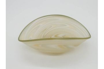 ガラス工芸家　石井康治　石井グラススタジオ　細部まで職人のこだわりが感じられる手吹き硝子皿5客セット(ガラス、ボウル、深皿、和皿、和食器、箱付き)(R-070780)