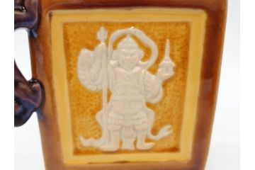 九谷焼　徳田八十吉　瑞稲釉(瑞穂?)　菱形　四天王図　龍双耳　観音摘　意匠を凝らしたつくりが見事な香炉(共箱付き)(R-070782)