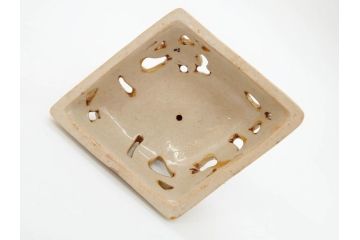 九谷焼　徳田八十吉　瑞稲釉(瑞穂?)　菱形　四天王図　龍双耳　観音摘　意匠を凝らしたつくりが見事な香炉(共箱付き)(R-070782)