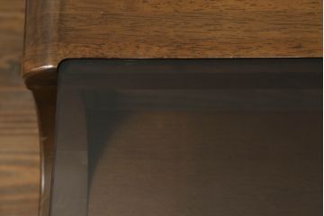 和製ビンテージ　maruni(マルニ木工)　ガラストップがお洒落なセンターテーブル(ローテーブル、リビングテーブル、カフェテーブル、座卓、ヴィンテージ)(R-070805)