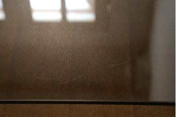 和製ビンテージ　maruni(マルニ木工)　ガラストップがお洒落なセンターテーブル(ローテーブル、リビングテーブル、カフェテーブル、座卓、ヴィンテージ)(R-070805)